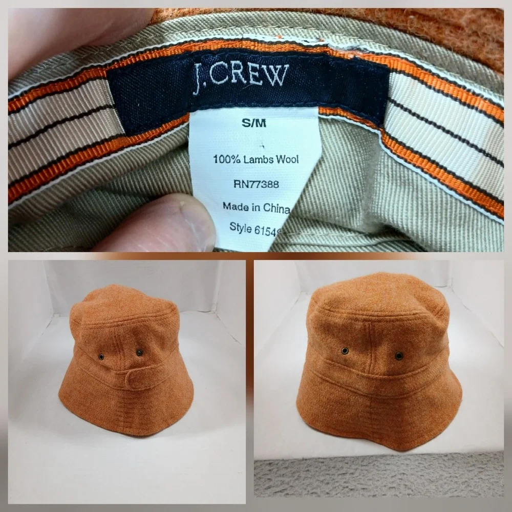 J.Crew‎ Lambswool Bucket Hat S/M Orange Wool Blend Fall Winter Streetwear